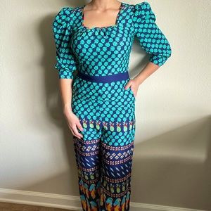 Vintage Style Puffy Sleeve Jumpsuit